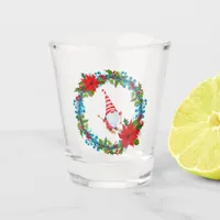 Nordic Gnome Skier Within a Christmas Wreath Shot Glass