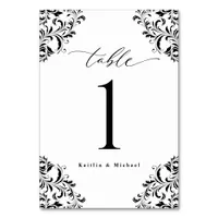 Elegant Vintage Classic Small Wedding Table Number