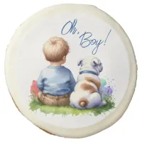 Oh, Boy! Baby and Bulldog Baby Shower Sugar Cookie