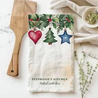 Christmas Ornaments Personalized Holiday Kitchen Towel