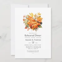 Persimmon Floral Wedding Rehearsal Dinner Invitation