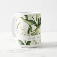 Floral Lily of the Valley with Custom Name Coffee Mug