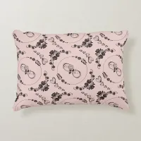 Simple Black Hearts, Floral, Infinity on Pink | Accent Pillow