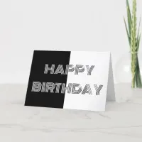 Black and White Op Art Minimalist Happy Birthday Card