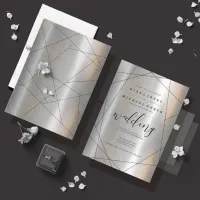 Metallic Geometric Wedding Silver/Black ID648 Invitation