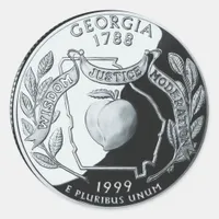 Faux Georgia State Quarter Classic Round Sticker