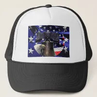 American Bald Eagle, Bell and Flag Trucker Hat