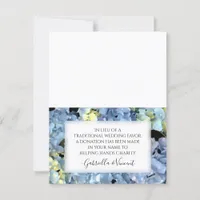Blue Hydrangea Wedding Charity Favor Card