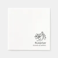 Perfect Pair - Whimsical Chic Illustration Wedding Napkins