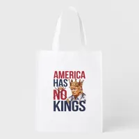 No Kings In America Funny America Has No King Poli Grocery Bag