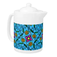 Abstract Floral Teapot