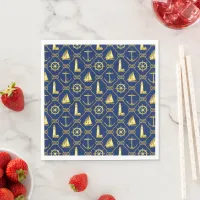 Gold and Blue Nautical Design Napkins