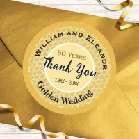 Golden Wedding 50th Anniversary Favor Thank You Classic Round Sticker