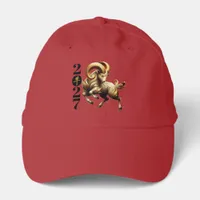 Stunning Red Gold Chinese Year of Fire Goat 2027 Performance Cap