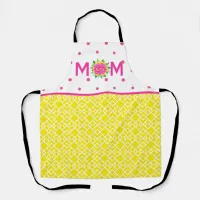 Preppy Pink and Yellow Tulip Bouquet Mom Apron 