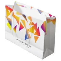 Pastel Multi-Colored Confetti White Wedding Large Gift Bag