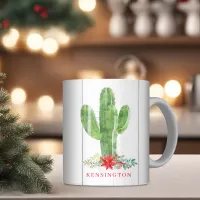 Rustic Christmas Cactus Succulent Holiday Coffee Mug