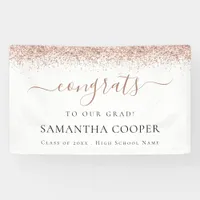 Congrats Grad 2024 Rose Gold Glitter Graduation Banner