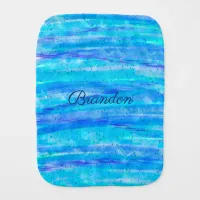 Aqua Blue Personalized Boy's Baby   Baby Burp Cloth