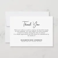 Simple Classic Minimal Memorial Sympathy Funeral Thank You Card