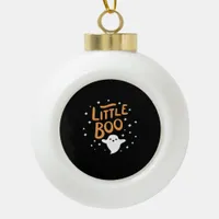 Little Boo Happy Halloween Vintage Classic Ceramic Ball Christmas Ornament