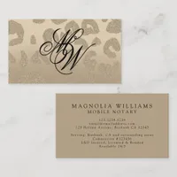 Leopard Print Beige Monogram Business Card