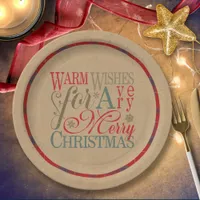 Warm Wishes Kraft & Tartan Red/Green ID589 Paper Plates