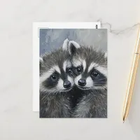A Beautiful Cute Pair of Raccoon Babies Postcard