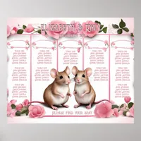 Elegant Rose Pink Wedding Table Plan  Poster