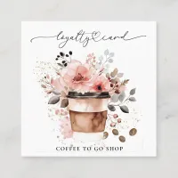 *~* Coffee To Go - Espresso QR Rewards Floral Loyalty Card