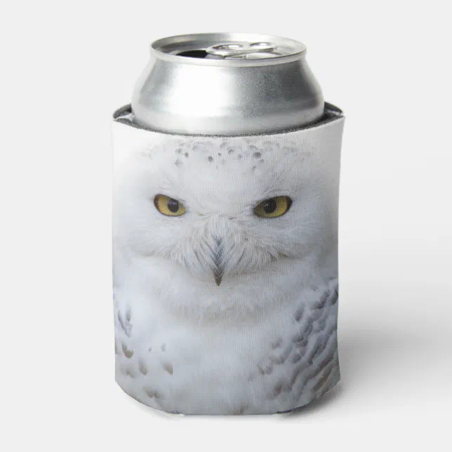 Beautiful, Dreamy and Serene Snowy Owl Can Cooler