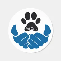 Paw Print Caring Hands  Classic Round Sticker
