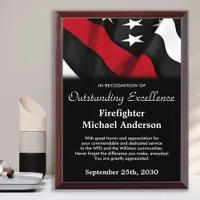 Firefighter Recognition Service Thin Red Line Award Plaque