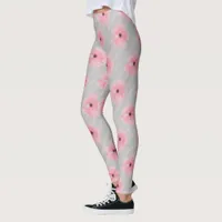 Pink Flowers And Stripes Leggings