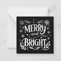 Mini Merry and Bright Black and White Christmas Note Card