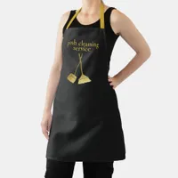 Custom Cleaning Service Name Black & Gold Staff Apron