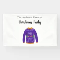 Christmas family party ugly sweater blue white banner