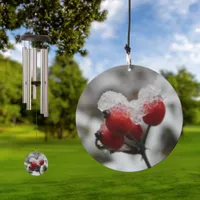 Snow-covered Dog Rose Hip Wind Chime