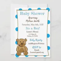 Teddy Bear Boy Baby Shower Invitations