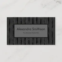 Modern Elegant Black and Grey Striped  Business Card