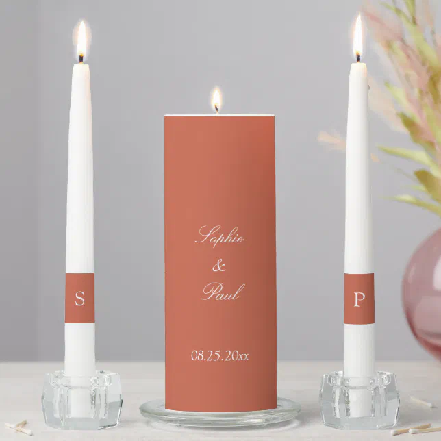 Elegant Terracotta Wedding Unity Candle Set