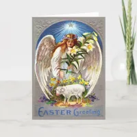 Vintage Easter Angel and Lamb Card