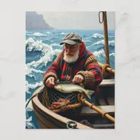 A Fishing on the Ocean Themed Keeping in Touch Postcard