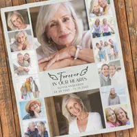 Forever in Our Hearts Multi Photo Collage Memorial Fleece Blanket