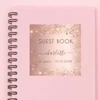 Rose gold sparkles birthday Guest Book Sticker