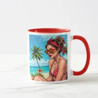 Red Bikini, Sunglasses and Bandana Woman   Mug