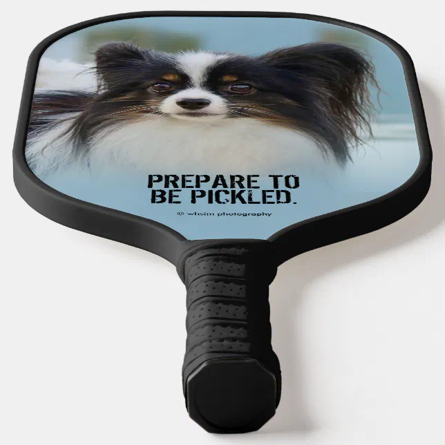 Cute Papillon Toy Spaniel Dog at the Dock Pickleball Paddle