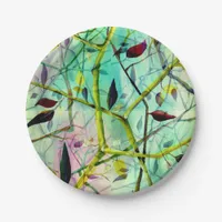 Elegant hand painted foliage paper plates