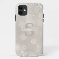 Glamorous Champagne Glitter Monogram iPhone 11 Case