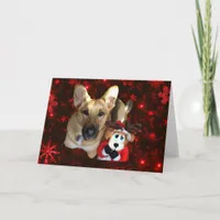 German Shepherd & Reindeer Snowflake Greeting Card